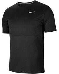 Nike - Solid Color Logo Casual Training Sports Short Sleeve Black T-shirt - Lyst