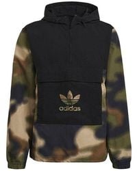 adidas - Originals Half Zipper Pullover Hooded Camouflage Printing Jacket - Lyst