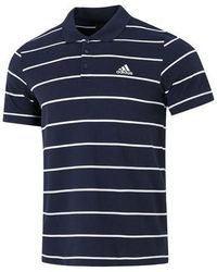 adidas - Fi Stripe Small Label Athleisure Casual Sports Short Sleeve Polo Shirt Navy Blue - Lyst