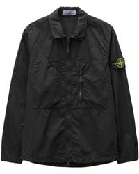 Stone Island - Brushed Cotton Canvas Zip Shirt Jacket - Lyst