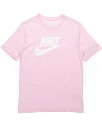 Nike - Sportswear Classic Logo Printing Round Neck Short Sleeve Pinkred - Lyst