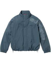 Supreme Spellout-Embroidered Track Jacket in Black for Men Supreme Spellout-Embroidered Track Jacket in Black for Men