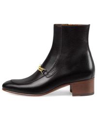 Gucci - Black Interlocking G Chain Ankle Boots - Lyst