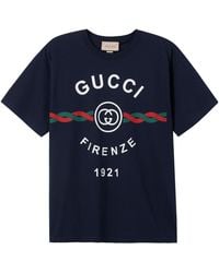Gucci - Cotton Jersey 'Gucci Firenze 1921' T-Shirt - Lyst