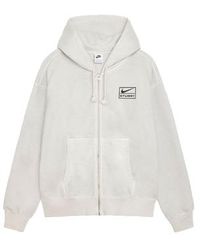 Nike - X Stussy Ss24 Full-Zip Washed Fleece Hoodie 'Light Bone' - Lyst