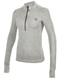 Nike - Acg Steeple Rock Half Zipper Slim Fit Long Sleeves Gray T-shirt - Lyst