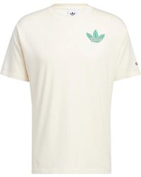 adidas - Originals Trefoil Leaves Back Large Logo Alphabet Printing Athleisure Casual Sports Short Sleeve Beige T-shirt - Lyst