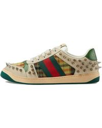 Gucci - Screener Gg Leather Sneakers Metallic' - Lyst