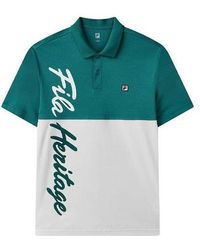 Fila - Contrasting Colors Alphabet Printing Tennis Short Sleeve Polo Shirt Green - Lyst