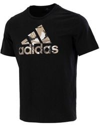 adidas - Camo T Camouflage Logo Printing Sports Short Sleeve - Lyst