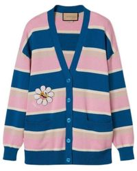 Gucci - (Wmns) Striped Cotton Wool Cardigan With Patch - Lyst