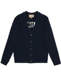 Gucci - Knit Wool Cardigan With Intarsia 'Dark' - Lyst