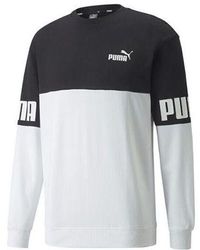 PUMA - Power Logo Printing Colorblock Sports Round Neck Pullover - Lyst