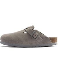 Birkenstock - Boston Soft Footbed Suede Leather 'Stone Coin' 1020526 - Lyst