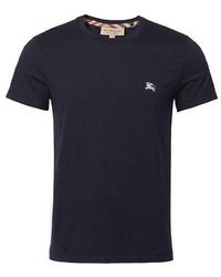 Burberry - Logo Round Neck Short Sleeve Navy - Lyst