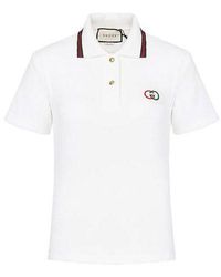 Gucci - Double G Embroidered Logo Short Sleeve Polo Shirt - Lyst