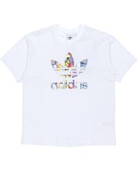 adidas - Originals Love Unites Tre Casual Breathable Fabric Multi-Color Logo Sport Short Sleeve - Lyst