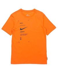 Nike - Sportswear Swoosh Club Printing Alphabet Sports Round Neck Short Sleeve - Lyst