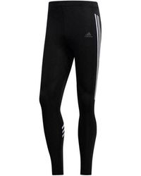 adidas - Mens Run It 3-stripes Tights Black/white Small - Lyst