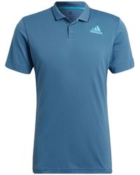 adidas - Gameset Logo Printing Solid Color Tennis Sports Short Sleeve Blue Polo Shirt - Lyst