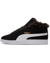 PUMA - (Wmns) Smash V2 Plus Fleece Mid-Top Sneakers - Lyst