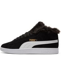 PUMA - (Wmns) Smash V2 Plus Fleece Mid-Top Sneakers - Lyst