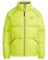adidas - Terrex Super Puffy Jkt Outdoor Sports Stay Warm Stand Collar Down Jacket Green Yellow - Lyst