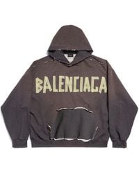 Balenciaga - Tape Type Ripped Pocket Hoodie Large Fit 'Dark' - Lyst