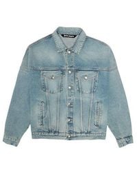 Palm Angels - Logo Over Button-Up Denim Jacket 'Light' - Lyst