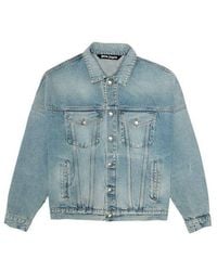 Palm Angels - Logo Over Button-Up Denim Jacket 'Light' - Lyst