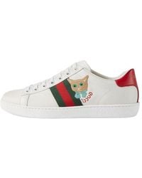 Gucci - Ace Cat Embroidered Sneakers - Lyst