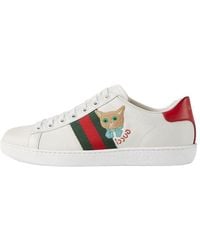 Gucci - Ace Cat Embroidered Sneakers - Lyst