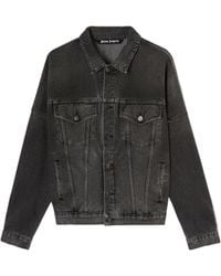 Palm Angels - Logo Over Denim Jacket - Lyst