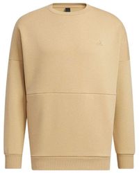 adidas - Solid Color Logo Embroidered Casual Round Neck Pullover Khaki - Lyst