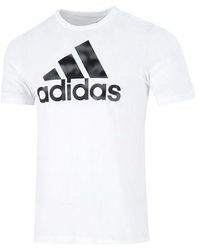 adidas - Camo T Athleisure Casual Sports Logo Round Neck Short Sleeve White T-shirt - Lyst