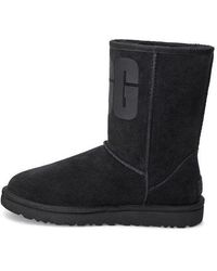 UGG - Classic Short Rubber Logo Snow Boots - Lyst