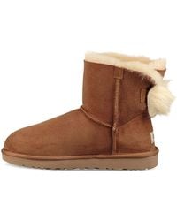 UGG - Fluff Bow Mini Fleece Lined Brown - Lyst