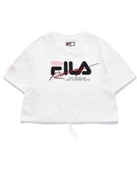 FILA FUSION - Logo Alphabet Printing Loose Round Neck Short Sleeve White T-shirt - Lyst