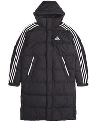 adidas - 3St Long Coat Sports Hooded Down Jacket - Lyst