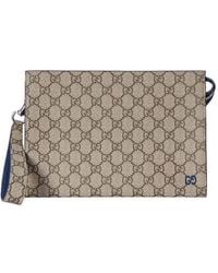 Gucci - Pouch With Gg Detail Ebony Supreme' - Lyst