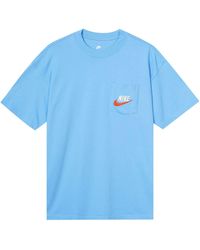 Nike - Sportswear Casual Sports Breathable Back Large Logo Round Neck Short Sleeve University Blue T-shirt - Lyst