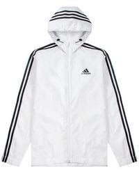 adidas - Stripe Logo Micro Mark Printing Sports Training Hooded Jacket - Lyst