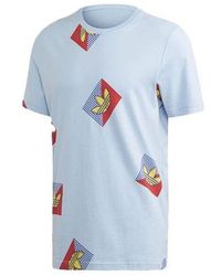 adidas - Originals Aop Diag Tee Casual Sports Round Neck Short Sleeve Light - Lyst