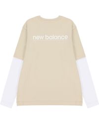 New Balance - Contrasting Colors Sports Round Neck Pullover Apricot Color T-Shirt - Lyst