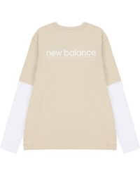 New Balance - Contrasting Colors Sports Round Neck Pullover Apricot Color T-shirt - Lyst