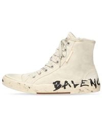 Balenciaga - Paris High Top Sneakers Destroyed Cotton And Rubber With Graffiti' - Lyst