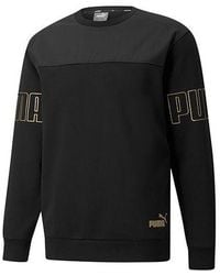 PUMA - Winterized Crew Bronzing Logo Splicing Sports Round Neck Pullover - Lyst