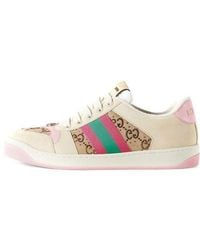 Gucci - Screener Web Stripe Leather Trainers - Lyst