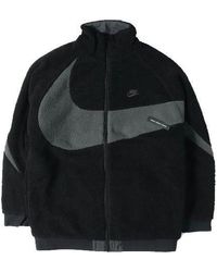 Nike - Zipper Stand Collar Polar Fleece Large Logo Reversible Casual Jacket - Lyst