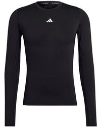 adidas - Solid Color Logo Slim Fit Sports Training Long Sleeves T-Shirt - Lyst